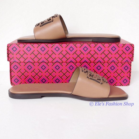 ❤️ NIB Tory Burch Ines Slide Leather Sandal Almond Flour 6.5 7 8 8.5 9 9.5 10 - Picture 9 of 16